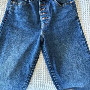 Zara Blue Button-Fly Jeans